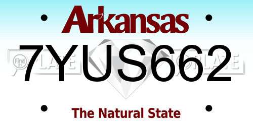 7YUS662 Arkansas License Plate