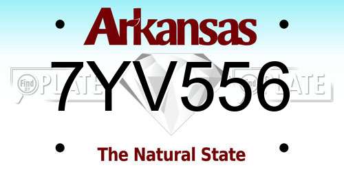7YV556 Arkansas License Plate