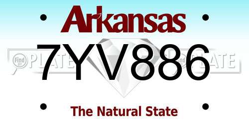 7YV886 Arkansas License Plate