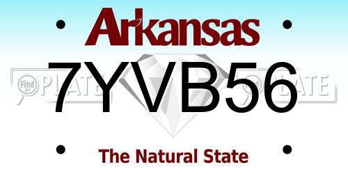 7YVB56 Arkansas License Plate
