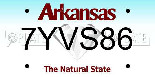7YVS86 Arkansas License Plate