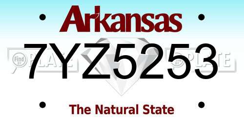 7YZ5253 Arkansas License Plate
