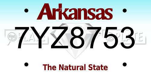 7YZ8753 Arkansas License Plate
