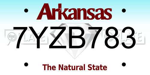 7YZB783 Arkansas License Plate