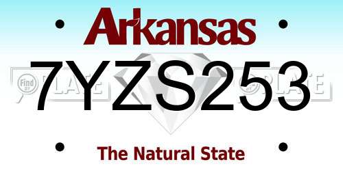 7YZS253 Arkansas License Plate
