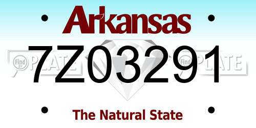 7Z03291 Arkansas License Plate