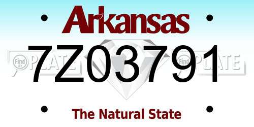 7Z03791 Arkansas License Plate