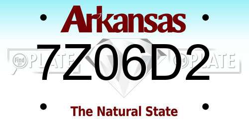 7Z06D2 Arkansas License Plate