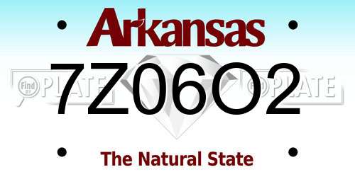 7Z06O2 Arkansas License Plate