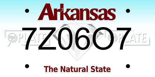 7Z06O7 Arkansas License Plate