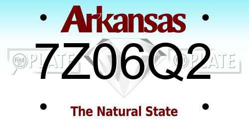 7Z06Q2 Arkansas License Plate