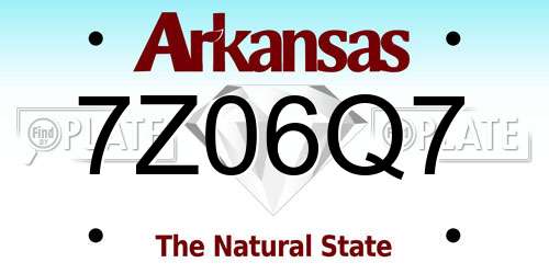 7Z06Q7 Arkansas License Plate