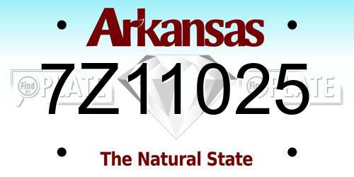 7Z11025 Arkansas License Plate
