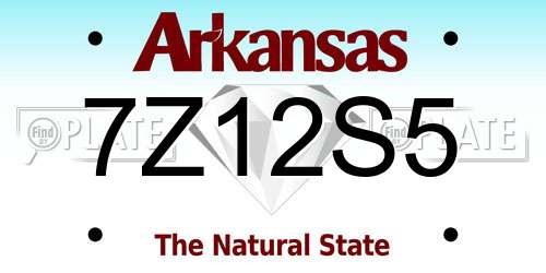 7Z12S5 Arkansas License Plate