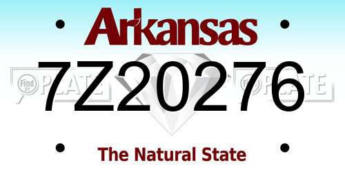 7Z20276 Arkansas License Plate