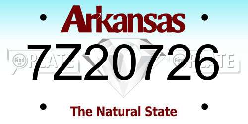 7Z20726 Arkansas License Plate