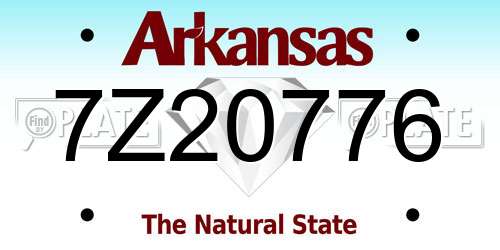7Z20776 Arkansas License Plate
