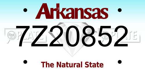 7Z20852 Arkansas License Plate