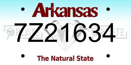 7Z21634 Arkansas License Plate