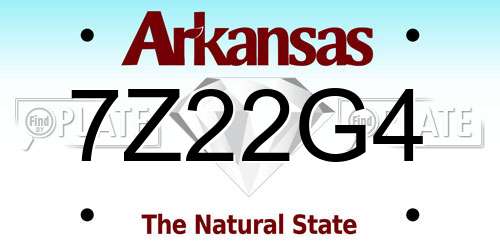7Z22G4 Arkansas License Plate