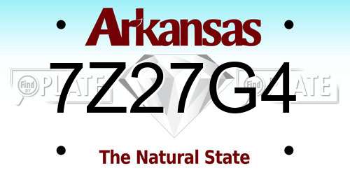 7Z27G4 Arkansas License Plate