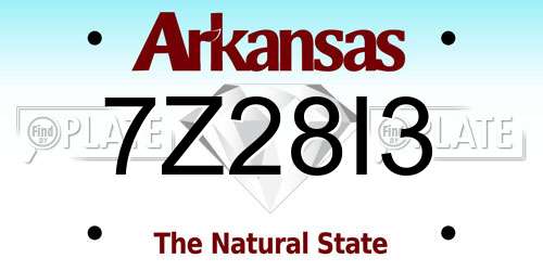 7Z28I3 Arkansas License Plate