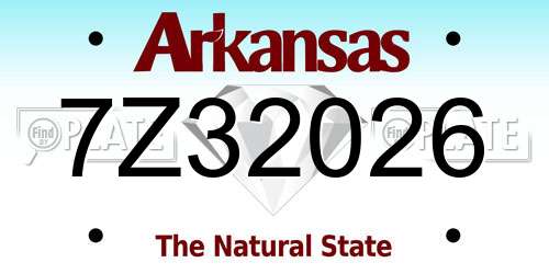 7Z32026 Arkansas License Plate
