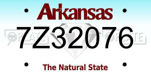 7Z32076 Arkansas License Plate