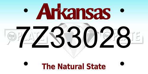 7Z33028 Arkansas License Plate