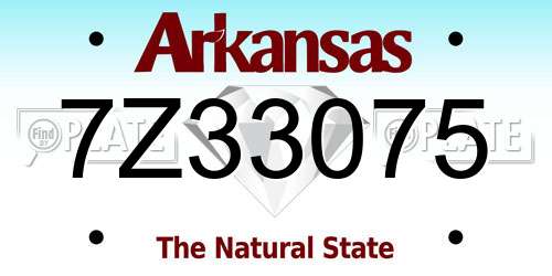 7Z33075 Arkansas License Plate