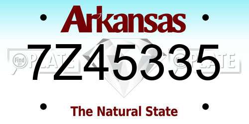 7Z45335 Arkansas License Plate