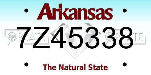 7Z45338 Arkansas License Plate