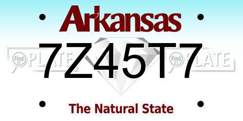 7Z45T7 Arkansas License Plate