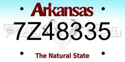 7Z48335 Arkansas License Plate