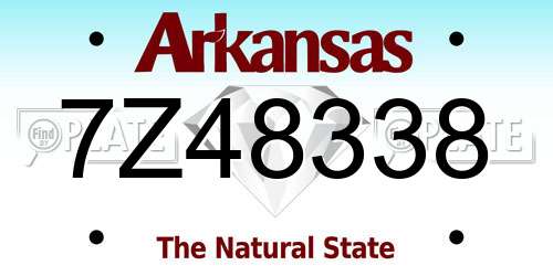 7Z48338 Arkansas License Plate