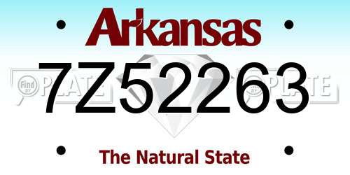 7Z52263 Arkansas License Plate
