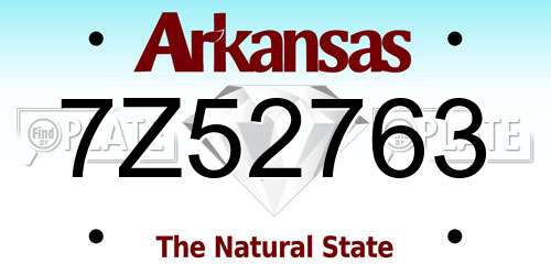 7Z52763 Arkansas License Plate