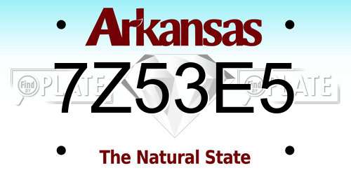 7Z53E5 Arkansas License Plate