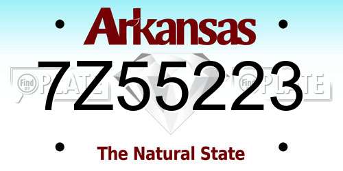7Z55223 Arkansas License Plate