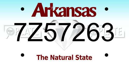7Z57263 Arkansas License Plate