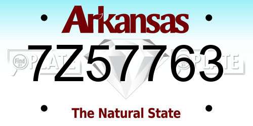 7Z57763 Arkansas License Plate