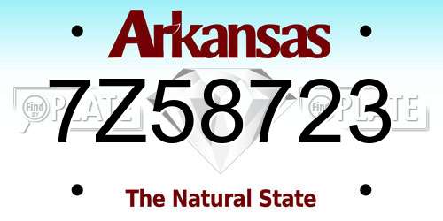 7Z58723 Arkansas License Plate