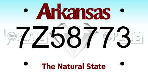 7Z58773 Arkansas License Plate