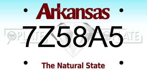 7Z58A5 Arkansas License Plate