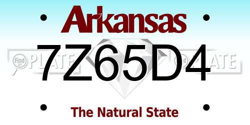 7Z65D4 Arkansas License Plate
