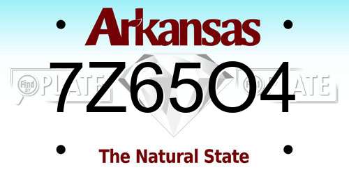 7Z65O4 Arkansas License Plate