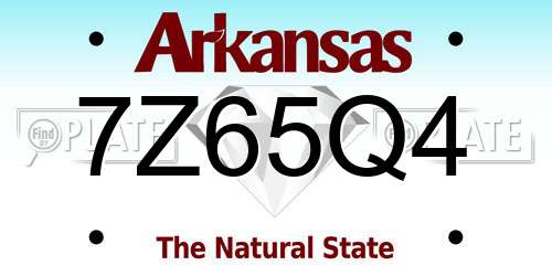 7Z65Q4 Arkansas License Plate