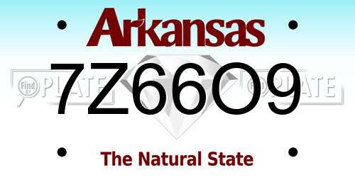7Z66O9 Arkansas License Plate