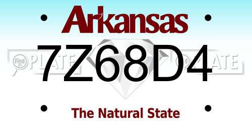 7Z68D4 Arkansas License Plate