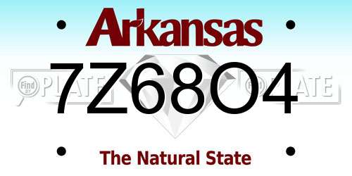 7Z68O4 Arkansas License Plate